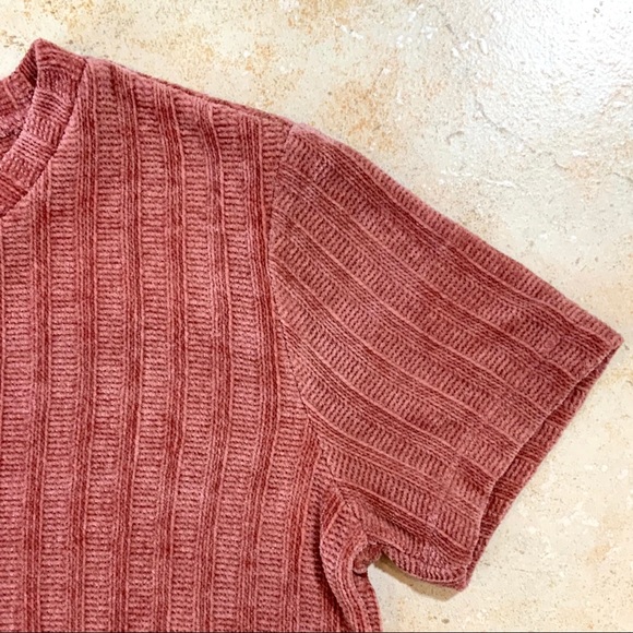 EUC Zara Chenille Textured Short Sleeve Crop Top M - Picture 8 of 13